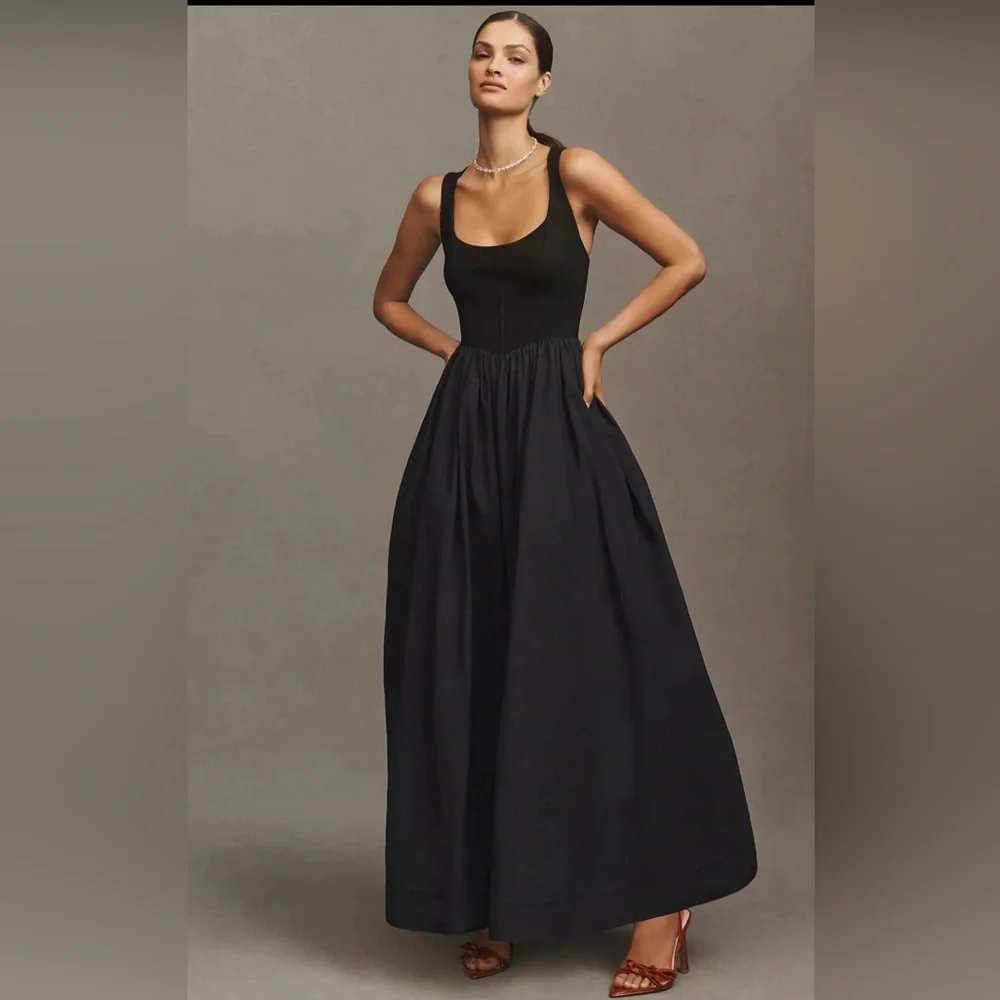 NWT BHLDN Jemma XL Scoop-Neck Corset Fit & Flare Black Anthropologie Maxi Dress - Picture 4 of 6